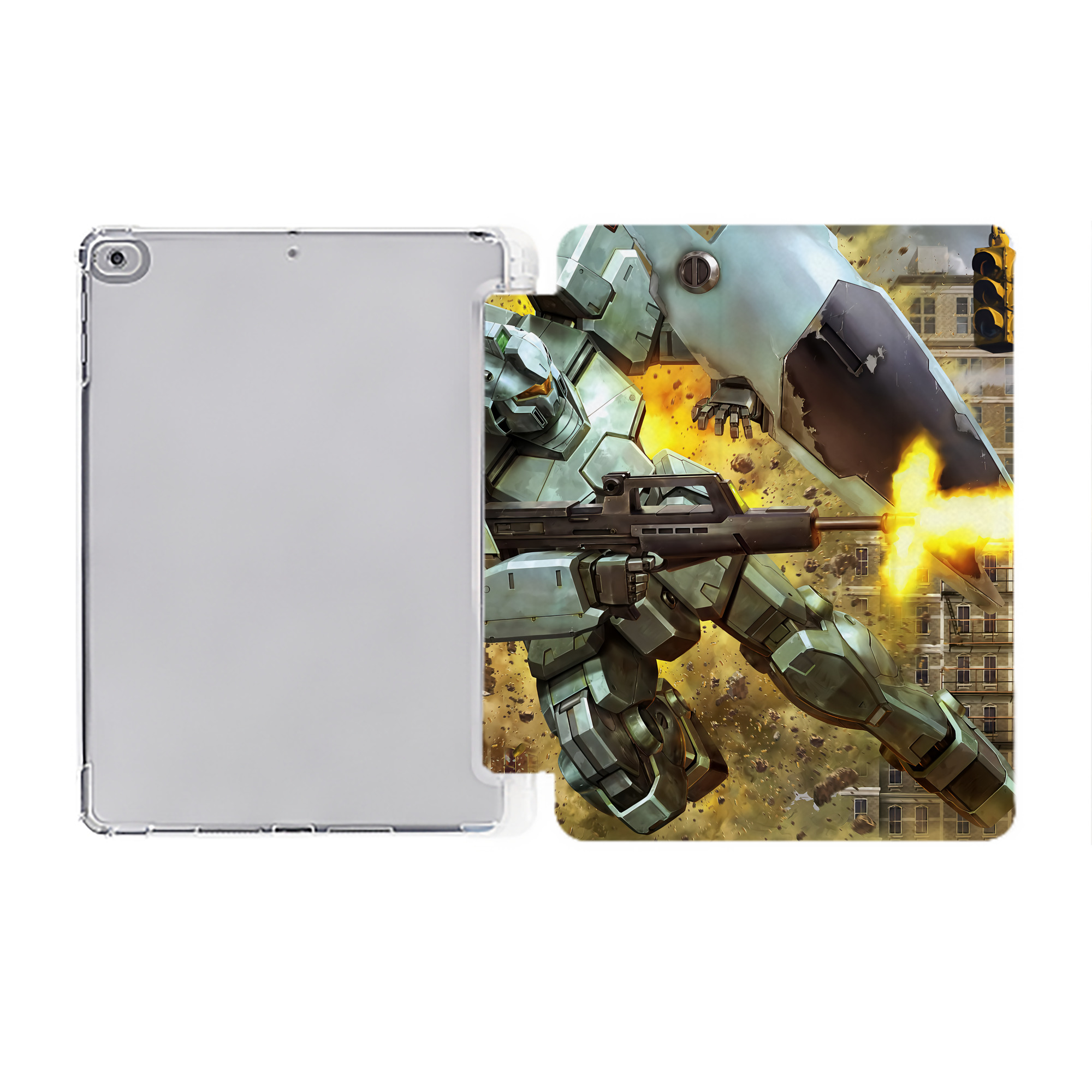 （画像用） 機動戦士ガンダム Mobile Suit Gundam IPad ケース ペン収納付き 三つ折りスタンド PUレザー×シリコン 対応機種9.5/10.5/10.9インチ